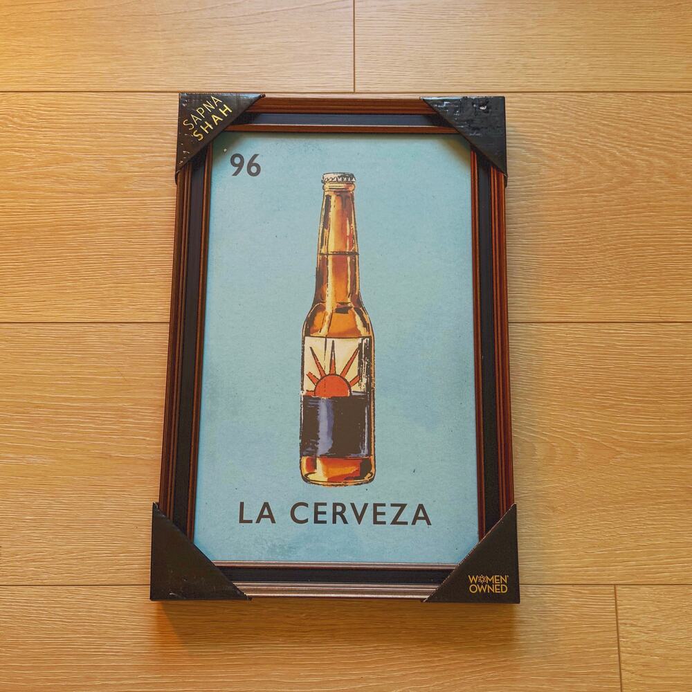La Cerveza #96 Lotería Framed Print by Sapna Shah 12 x 18